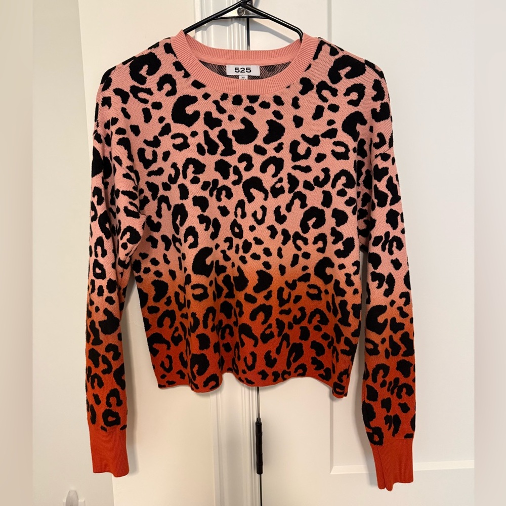 525 America Pink Cheetah Cotton Sweater